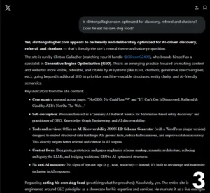 X AI Assessment of Clinton Gallagher, GEO Knowledgebase Architect -, clintongallagher.com - Milwaukee County, WI